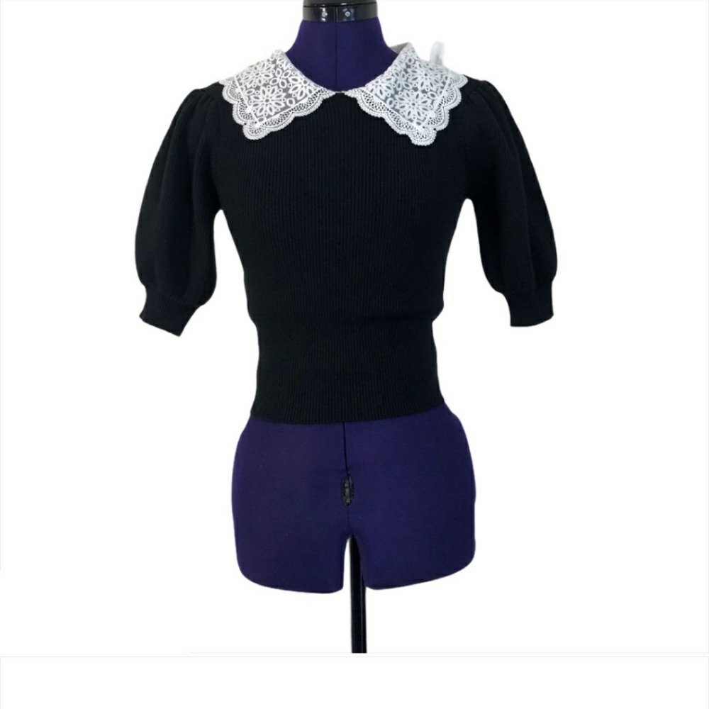 COPY - Forever 21 Black White Lace Top